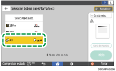 Ilustración de la pantalla del panel de mandos
