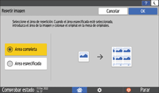 Ilustración de la pantalla del panel de mandos