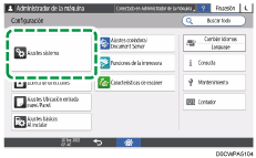 Ilustración de la pantalla del panel de mandos