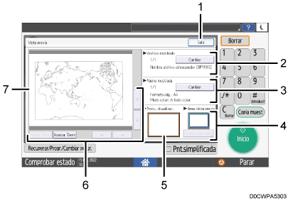 Ilustración de la pantalla del panel de mandos
