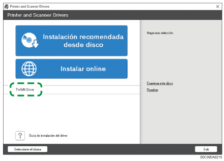 Ilustración de la pantalla del driver