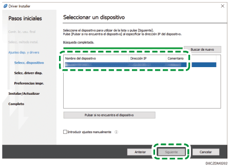 Ilustración del instalador del driver