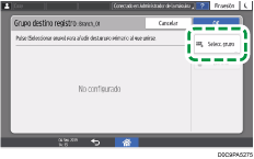 Ilustración de la pantalla del panel de mandos