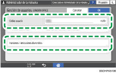 Ilustración de la pantalla del panel de mandos