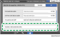 Ilustración de la pantalla del panel de mandos