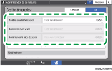 Ilustración de la pantalla del panel de mandos
