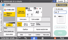 Ilustración de la pantalla del panel de mandos