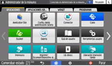 Ilustración de la pantalla del panel de mandos