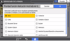 Ilustración de la pantalla del panel de mandos