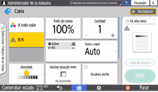Ilustración de la pantalla del panel de mandos