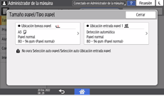 Ilustración de la pantalla del panel de mandos