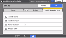 Ilustración de la pantalla del panel de mandos