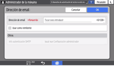 Ilustración de la pantalla del panel de mandos