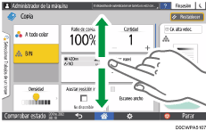Ilustración de la pantalla del panel de mandos