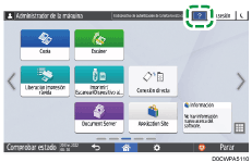 Ilustración de la pantalla del panel de mandos