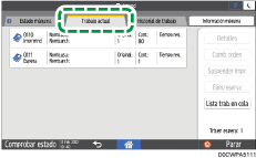 Ilustración de la pantalla del panel de mandos
