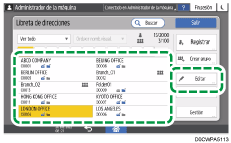 Ilustración de la pantalla del panel de mandos
