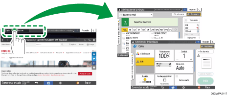 Ilustración de la pantalla del panel de mandos