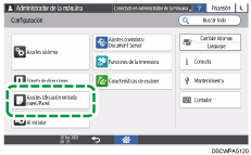 Ilustración de la pantalla del panel de mandos