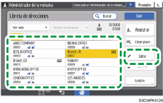Ilustración de la pantalla del panel de mandos