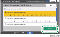 Ilustración de la pantalla del panel de mandos