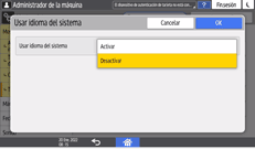 Ilustración de la pantalla del panel de mandos