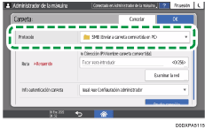 Ilustración de la pantalla del panel de mandos