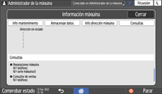 Ilustración de la pantalla del panel de mandos
