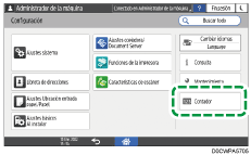 Ilustración de la pantalla del panel de mandos