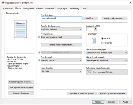 Ilustración de la pantalla del driver