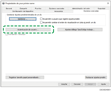 Ilustración de la pantalla del driver
