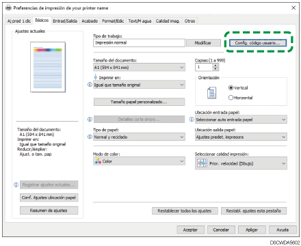 Ilustración de la pantalla del driver