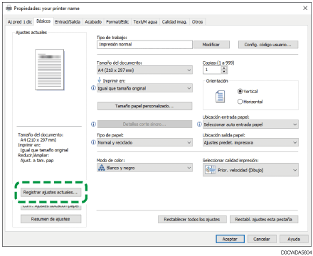 Ilustración de la pantalla del driver