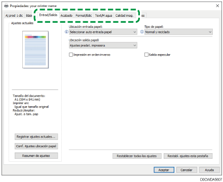 Ilustración de la pantalla del driver