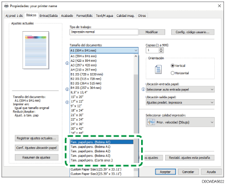 Ilustración de la pantalla del driver