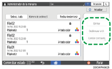 Ilustración de la pantalla del panel de mandos