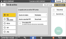 Ilustración de la pantalla del panel de mandos