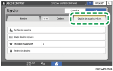 Ilustración de la pantalla del panel de mandos