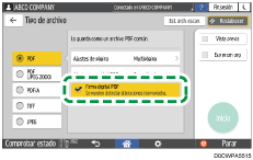 Ilustración de la pantalla del panel de mandos