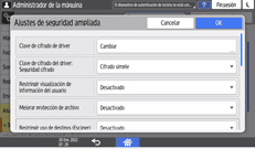 Ilustración de la pantalla del panel de mandos