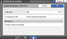 Ilustración de la pantalla del panel de mandos