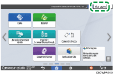 Ilustración de la pantalla del panel de mandos