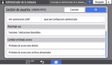 Ilustración de la pantalla del panel de mandos