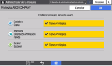 Ilustración de la pantalla del panel de mandos