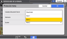 Ilustración de la pantalla del panel de mandos
