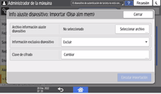 Ilustración de la pantalla del panel de mandos