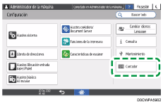 Ilustración de la pantalla del panel de mandos