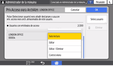 Ilustración de la pantalla del panel de mandos
