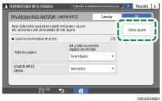 Ilustración de la pantalla del panel de mandos