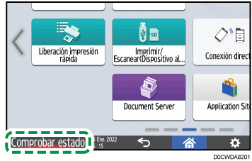 Ilustración de la pantalla del panel de mandos